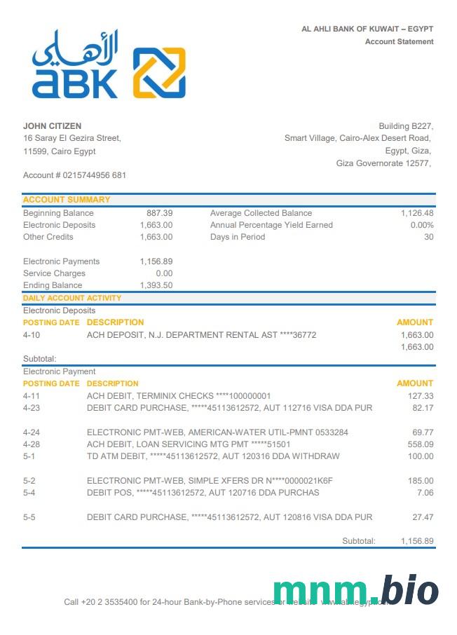 Egipt Al Ahli Bank Kuwejtu - Egipt